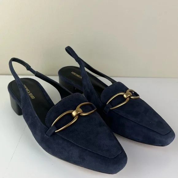 VERONICA BEARD BLUE SUEDE SLINGBACK SANDALS - Picture 2 of 11